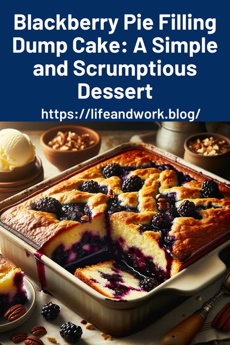 Blackberry Pie Filling Dump Cake: A Simple and Scrumptious Dessert Blackberry Pie Filling Recipes Canned, Recipes Using Canned Pie Filling, Canned Blackberry Pie Filling, Canned Pie Filling Recipes, Dump Cakes With Pie Filling, Pie Filling Dump Cake, Blackberry Dump Cake, Blackberry Pie Filling, Blueberry Pie Filling Recipes