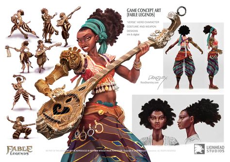 ArtStation - Fable Legends - Verse Hero Character final design, Ross Dearsley Fable Legends, Hero Character, Model Sheet, Concept Art Character, Afro Art, Character Sheet, Fantasy Inspiration, Female Character Design, Character Design References