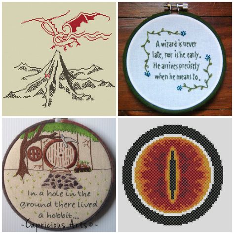 bookriot.com bookish cross stitch patterns. They featured my cross stitch pattern on their website!!! Lonely mountain and Smaug, Middle Earth Geeky Cross Stitch, Snitches Get Stitches, Geek Crafts, Hand Embroidery Patterns, Embroidery Inspiration, Stitch Design, Cross Stitch Designs, The Hobbit, Counted Cross Stitch