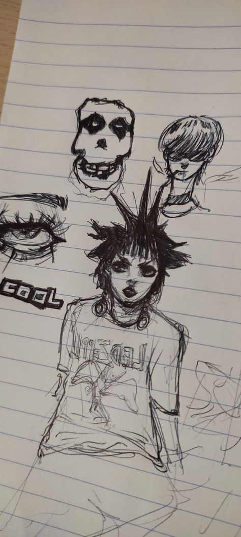 Punk Style Drawing, Rockstar Aesthetic Drawing, Punk Rock Drawings, Punk Hair Drawing, Punk Drawing Reference, Punk Drawing Ideas, Rockstar Sketch, Punk Pfp Aesthetic, Mohawk Drawing