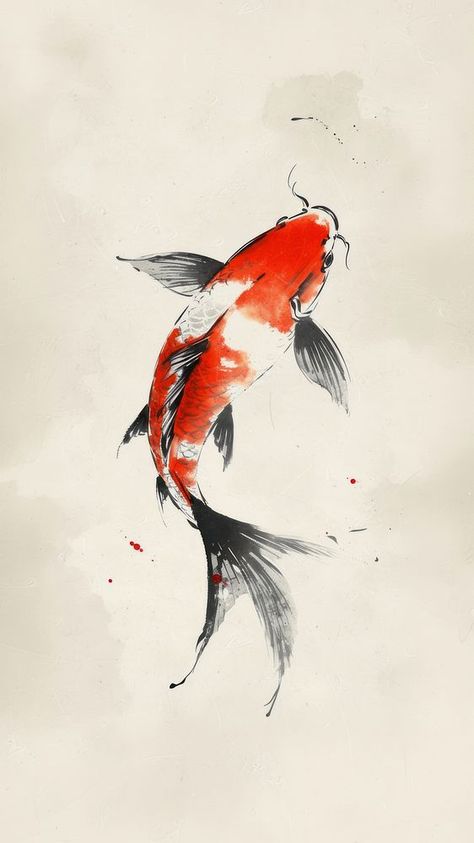 Fish koi animal carp. | premium image by rawpixel.com / Tang Koi Drawing, Chinese Koi Fish, Snake Painting, Image Of Fish, Koi Fish Designs, Koi Fish, Carp, Mobile Wallpaper, Perfect Wallpaper