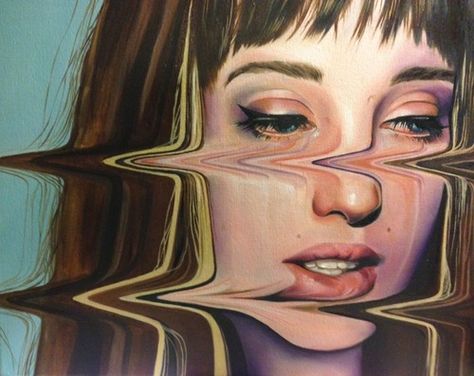 Joanne Lee takes your typical oil painting portrait and adds special new age... Paintings Tumblr, Distortion Art, Crystal Castles, Oil Painting Portrait, Arte Inspo, Glitch Art, A Level Art, Ap Art, Her Eyes