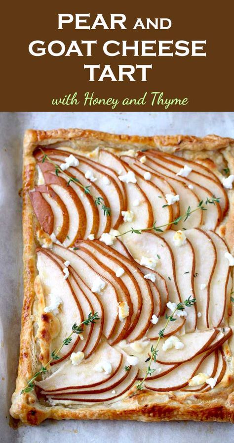 Fall Appetizer, Puff Pastry Crust, Goat Cheese Tart, Pepperocini Recipes, Puff Pastry Tart, Cheese Tart, Sliced Pears, Cheese Tarts, Pear Recipes