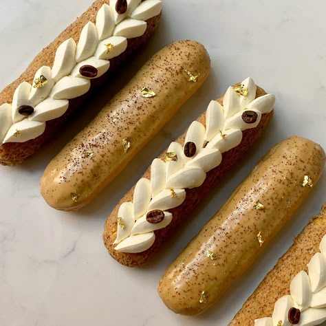 Éclair Exploration - by Sophie Bamford - All Day Cake Bakery Owner, Eclair Recipe, Fine Dining Desserts, Cake Filling Recipes, Eclair Cake, Cake Fillings, Pastry And Bakery, French Pastries, Dessert Decoration