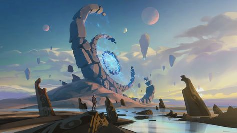 ArtStation - Portal, Terraform Studios Space Environment Concept Art, Portal Concept Art, Portal Drawing, Fantasy Portal, Space Portal, Portal Art, Environment Painting, Location Inspiration, Landscape Concept