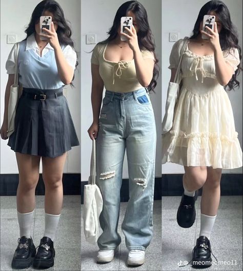 Korea Outfits, Chubby Outfit Ideas, Outfits For Chubby Girls, Chubby Girl Outfits, Chubby Style, Outfit Ideas Korean, Curvy Casual Outfits, Ukay Ukay, Hi Babe