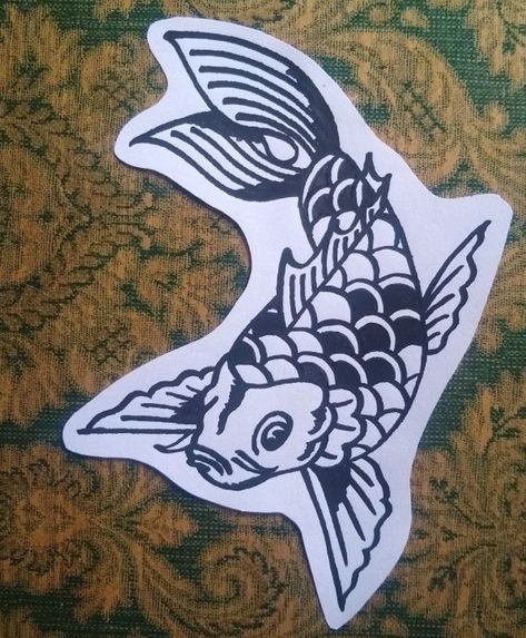 Pisces Tattoo Traditional, Traditional Tattoo Art Old School, Traditional Koi Fish Tattoo, Traditional Shoulder Tattoo, Traditional Blackwork Tattoo, Traditional Tattoo Black And White, Traditional Tattoo Stencils, Traditional Tattoo Flash Sheets, Abstract Tattoo Ideas