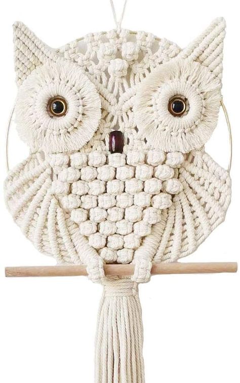 Owl Macrame, Boho Decorations, Nursery Crafts, Owl Wall Hanging, Ornament Wall, Macrame Owl, Macrame Wall Decor, Boho Tapestry, Woven Wall Art