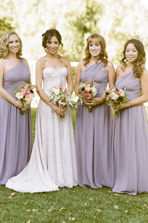 Real Donna Morgan Wedding featured on @Style Me Pretty featuring the Rachel in Grey Ridge Photography: Helios Images - heliosimages.com Read More: http://www.stylemepretty.com/california-weddings/2014/05/02/rustic-picchetti-winery-wedding/ Lilac Gray Wedding, Lilac Bridesmaids, Weddings Decorations Elegant Romantic, Grey Weddings, Elegant Wedding Bouquets, Lilac Gray, Pantone 2016, Wedding Entourage, Dusty Lilac