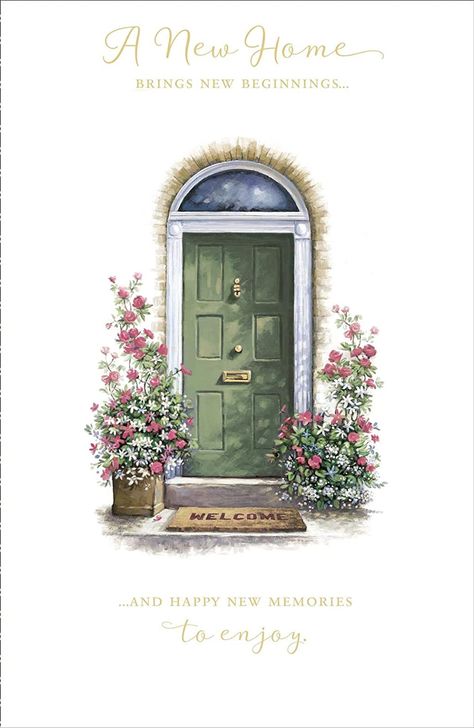 A New Home Brings New Beginnings - Greeting Card : Amazon.co.uk: Stationery & Office Supplies Congratulations On New Home, What Is A Husband, New Home Congratulations, Lilac Balloons, Happy Anniversary Cards, Nostalgic Images, 40th Birthday Cards, Door Entrance, Birthday Star