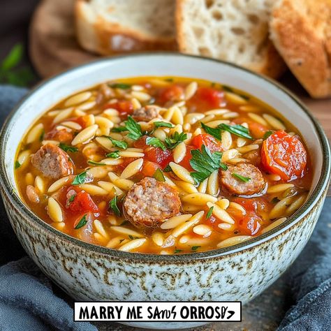 Marry Me Sausage Orzo Soup Sausage Orzo Soup, Sausage Orzo, Baked Apple Fritters, Orzo Soup, Orzo Pasta, Apple Fritters, Smashed Potatoes, Pasta Shapes, Marriage Proposal