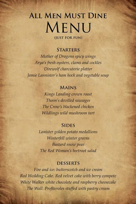 Game Of Thrones Food, Reception Food Ideas, Wedding Reception Food Ideas, Party Menu Ideas, Game Of Thrones Birthday, Game Of Thrones Premiere, Mushroom Tart, Game Of Thrones Theme, Watch Game Of Thrones