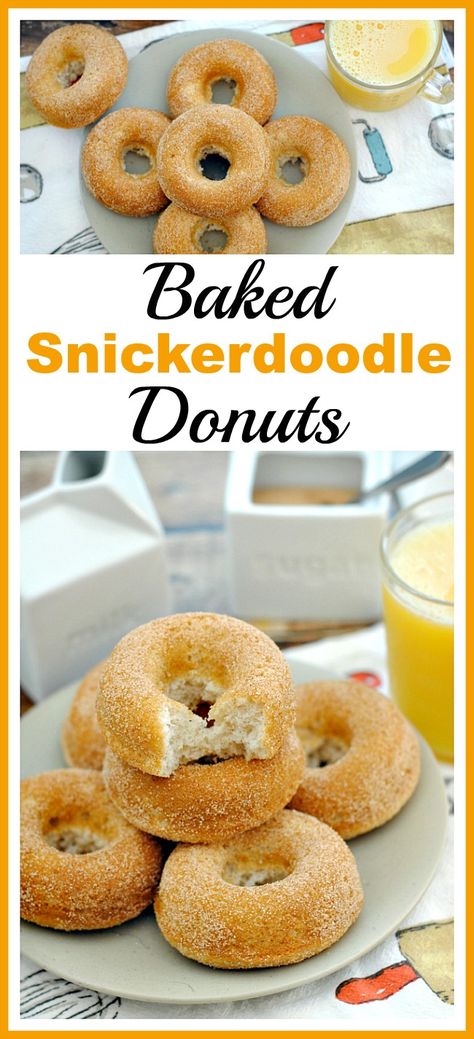 These baked snickerdoodle donuts are a combination of two delicious desserts! And they're really fast and easy to put together! Doughnut Truck, Snickerdoodle Cake, Desserts Homemade, Make Dessert, Homemade Snickers, Watermelon Cake, Boxed Cake, Easy To Make Desserts, Donut Holes