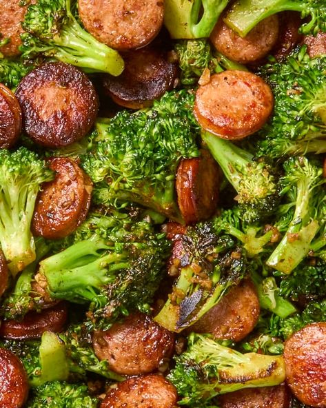 Sausage and Broccoli Skillet Recipe (4 Ingredients, 30 Minutes) | The Kitchn Beef Sausage Recipes, Broccoli Sausage, Broccoli Skillet, Sausage And Broccoli, Sausage Broccoli, Veggie Skillet, Cajun Sausage, Smoked Sausage Recipes, Sausage Dinner