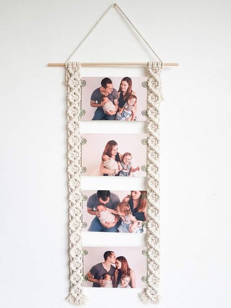 Macrame Picture Hanger Pattern, Macrame Products, Macrame Baby, Easy Room Decor, Decorative Knots, Personalised Gifts Diy, Macrame Knots Pattern, Animal Room, Girl Bedroom Designs