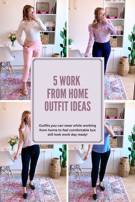 Comfortable outfits that look professional! Don't miss this outfit inspiration! - business casual - spring outfit - loungewear Home Outfit Ideas, Work From Home Outfit Ideas, White Eyelet Blouse, Work From Home Outfit, Spring Business Casual, Blonde Fashion, Being Productive, Pajamas All Day, Work Wear Outfits