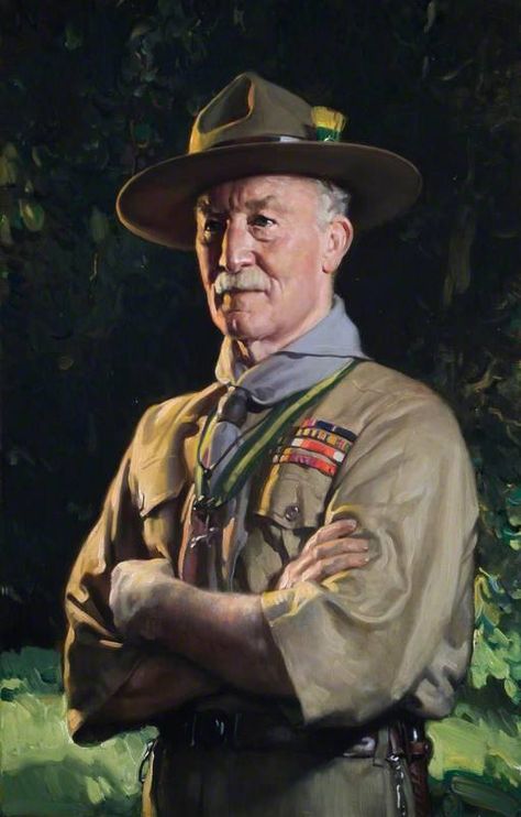 David Jagger (English portrait painter) 1891 - 1958 Lord Baden-Powell (1857–1941), as World Chief Scout, 1929 oil on canvas 88 x 62.5 cm. The Scout Association, Chingford, United Kingdom Baden Powell Scouts, Scout And Guide, Robert Baden Powell, Baden Powell, Wood Badge, Youth Leader, Scout Leader, Eagle Scout, Cub Scout