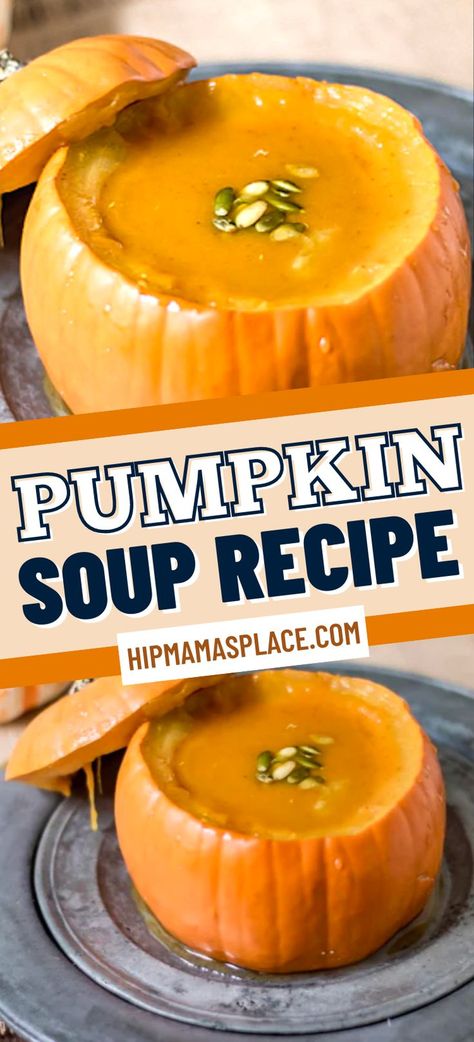 pumpkin soup recipe Roasting A Pumpkin, Roast Whole Pumpkin, Easy Family Meals Kids, Whole Pumpkin, Creamy Pumpkin Soup, Fall Recipes Pumpkin, Vegetable Soup Healthy, Pumpkin Recipes Easy, Pumpkin Soup Recipe