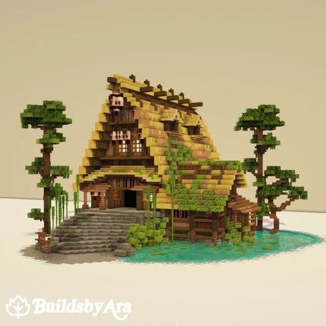 Bamboo Wood Minecraft, Minecraft 1 Chunk Builds, Minecraft Building Ideas Bamboo, Minecraft Bamboo House 1.20, Farmland Minecraft Ideas, Bamboo House Minecraft 1.20, Bamboo Jungle House Minecraft, Mc Bamboo House, Minecraft African House