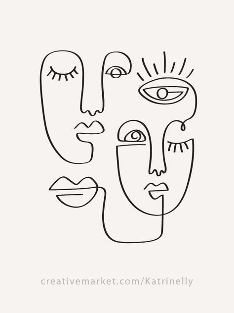 One Line Drawings, Art Abstrait Ligne, Face Line Drawing, 30 Fashion, Single Line Drawing, Primitive Art, Abstract Face Art, Contour Drawing, Women Faces