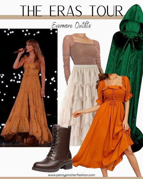 Taylor Swift Outfits for The Eras Tour Evermore Eras Tour Outfits, Reputation Dress, Evermore Outfits, Evermore Eras Tour, Taylor Fits, Debut Taylor, Taylor Aesthetic, Eras Tour Outfits, Taylor Swift Costume