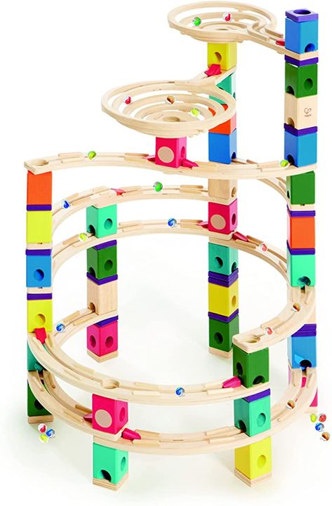 Amazon.com: Award Winning Hape Quadrilla Wooden Marble Run Construction - The Cyclone : Everything Else Wooden Marble Run, Marble Tracks, Curved Railing, Marble Race, Hape Toys, Heirloom Toys, Marble Run, Toy Blocks, Baltic Birch Plywood