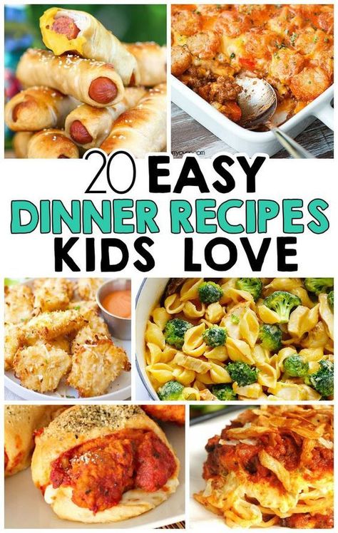 20 Easy Dinner Recipes That Kids Love Meals Kids Love, Recipes For Kids, Easy Meals For Kids, Toddler Snacks, Idee Pasto Sano, Dinner Recipes For Kids, Dinners For Kids, Easy Healthy Dinners, Kid Friendly Meals