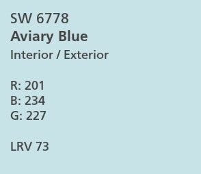 Sherwin Williams Aviary Blue Oh James this is perfect shade of haint blue ❤❤❤❤ Sherwin Williams Aviary Blue, Aviary Blue Sherwin Williams, Sherwin Williams Poolhouse Blue, Haint Blue Sherwin Williams, Sherwin Williams Tradewind Exterior, Sw Windy Blue Paint, Sherwin Williams Secure Blue, Moving New House, Bird Painting Diy