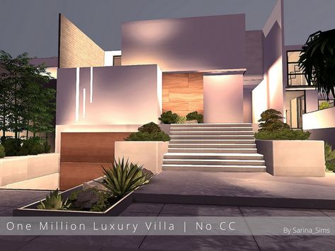 Sarina_Sims' One Million Luxury Villa - No CC Millionaire Mansion, Small Indoor Pool, Sims 4 Modern House, Lotes The Sims 4, The Sims 4 Lots, Die Sims 4, Sims 4 House Building, Modern Entrance, Dream Mansion