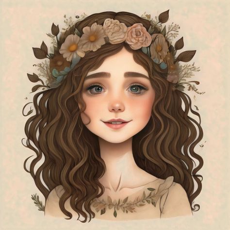 Fantasy Portrait Art, Fantasy Art Portrait, Girl In Flower Field, Flower Crown Drawing, Charlie Bowater, Spring Drawing, Crown Drawing, Flower Girl Crown, Face Portrait