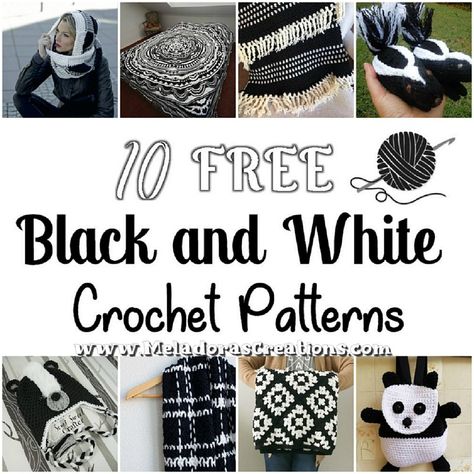 10 Black and White Free Crochet Patterns - Crochet Round Up Link Blast - Meladora's Creations Crochet Math, Black And White Crochet, Crochet Panda, Knitted Afghans, Crochet Things, Crochet Tutorials, Crochet Round, Baby Blanket Crochet Pattern, Free Crochet Patterns