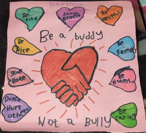 Anti Bully Posters Ideas Aesthetic, Be A Buddy Not A Bully Poster, Anti Bully Posters Ideas For School, Stop Bulling Posters Drawing, Antibullying Ideas Poster For Kids, Antiragging Posters, Bulling Posters Ideas, Anti Ragging Poster, No Bully Poster