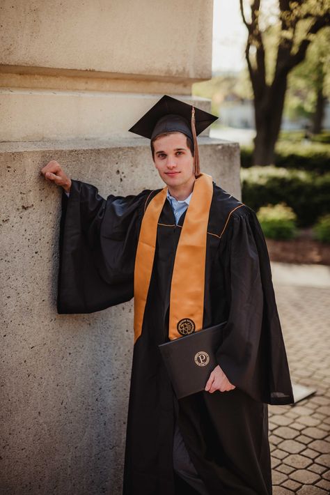 Alec's Purdue Graduation Session in West Lafayette, Indiana - Kelly McPhail Photography Purdue Graduation, Graduation Man, Male Graduation Pictures, Male Graduation, West Lafayette Indiana, Graduate Photography, Grad Picture Ideas, Cap And Gown Photos, Graduation Session