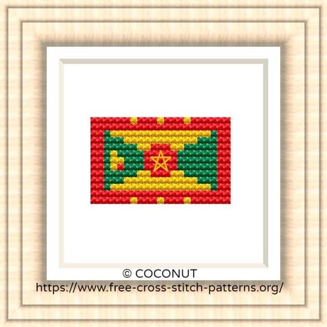 NATIONAL FLAG OF GRENADA Grenada Flag, Free Cross Stitch Pattern, Easy Cross Stitch Patterns, Easy Cross Stitch, Easy Cross, Simple Cross Stitch, Cross Stitch Patterns Free, Flags Of The World, Free Cross Stitch