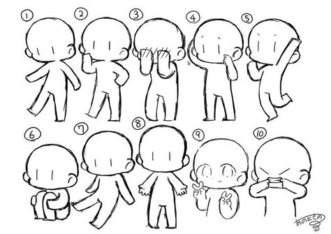 Chibi Body, Chibi Sketch, 캐릭터 드로잉, Drawing Expressions, Easy Drawings Sketches, Cute Doodles Drawings, Chibi Drawings, Cute Easy Drawings, Anime Drawings Tutorials