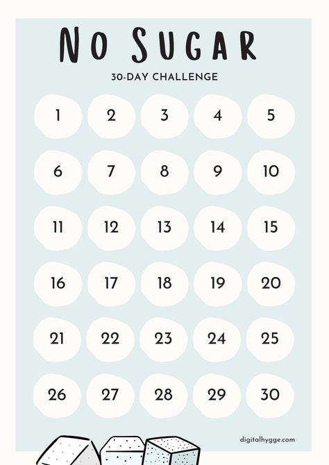 This no sugar challenge tracker is designed to help you successfully track your 30-day journey to reduced sugar intake. The simple printable lets you track how well you have managed to stay sugar-free (or just used less sugar than normal). Quitting Sugar, No Sugar Challenge, Sugar Challenge, Makanan Rendah Kalori, Motivasi Diet, Diet Tracker, Detox Challenge, Challenge Tracker, Bullet Journal Ideas Templates