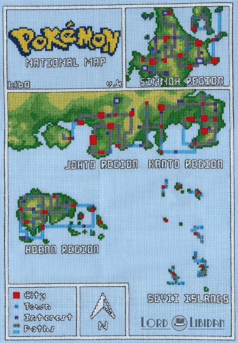 I’ve always loved maps, and have been intending to create a cross stitch map for sometime, however I never settled on which game. I realised that there was one game I always went back to, that shared a map between all its games; Pokemon. Pikachu Cross Stitch, Cross Stitch Map, Map Cross Stitch, Geek Cross Stitch, 151 Pokemon, Pokemon Video Games, Pokemon Cross Stitch, Bullet Proof, Stitch Ideas