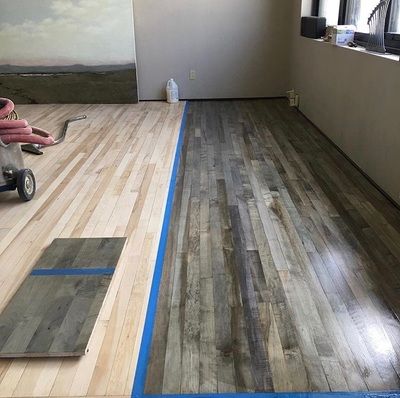 Restaining Wood Floors, Maple Wood Floors, Hardwood Kitchen, Weathered Wood Stain, Maple Wood Flooring, Floor Stain Colors, Staining Wood Floors, Wood Floor Stain Colors, Diy Wood Floors