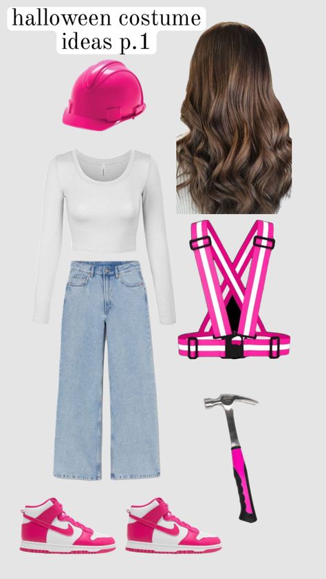 halloween costume ideas #halloween #fall #costume #pink #builder #outfitinspo #cute #fyp #shufflefyp Builder Halloween Costume, Builder Costume, Fall Costume, Pink Halloween Costumes, Costume Ideas Halloween, Duo Halloween Costumes, Trendy Halloween Costumes, Halloween Costumes Friends, Trendy Halloween