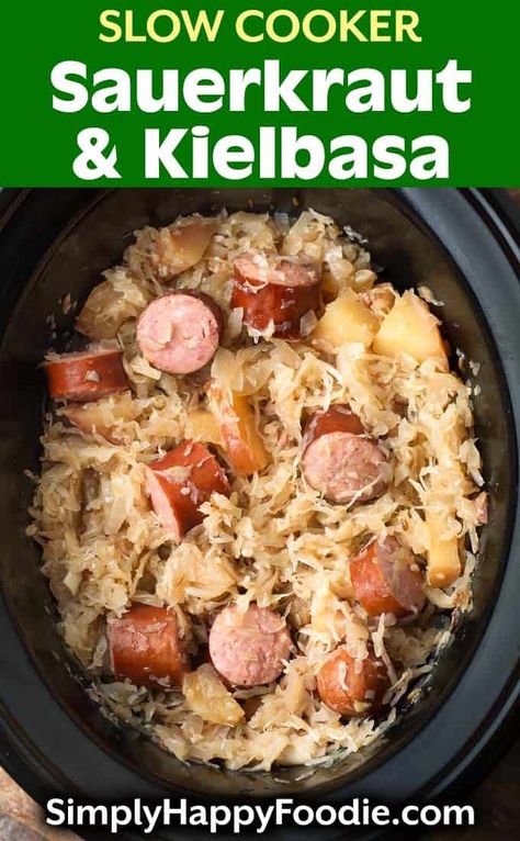 Smoked Sausage And Sauerkraut Crockpot, Crockpot Polish Sausage And Sauerkraut, Sauerkraut And Sausage Crockpot, Polish Sausage And Sauerkraut Crockpot, Crockpot Sausage And Sauerkraut, Keilbasa And Sauerkraut Recipes, Kielbasa Slow Cooker, Kielbasa And Sauerkraut Crockpot, Slow Cooker Sauerkraut