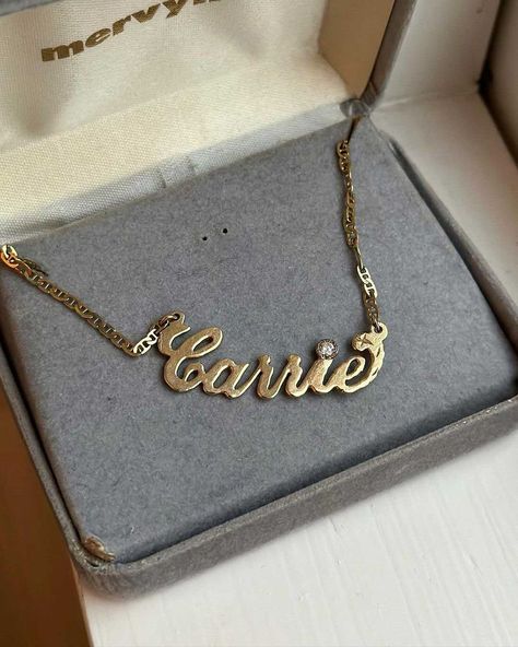 Carrie’s name necklace is BACK for SATC return: 6 best personalised name necklaces to get the look | HELLO! Carrie Necklace, Cynthia Nixon, Baguette Bags, Name Necklaces, Silver Anniversary, Nameplate Necklace, Jewelry Fashion Trends, And Just Like That, Carrie Bradshaw