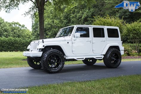 All White Jeep — Dreamworks Motorsports All White Jeep Wrangler, White Jeep Wrangler Unlimited, Four Door Jeep, Jeep Names, White Jeep Wrangler, Black Jeep Wrangler, Jeep Sahara, White Jeep, Blue Jeep