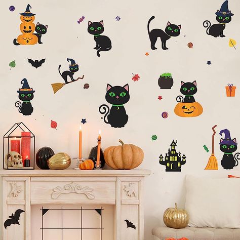 Halloween Wall Decals Cute Cats Pumpkin Bat Besom Cemetery Castle Wall Decal Home Decor Removable DIY Wall Art for Nursery School Child Care Center Party Supplies Castle Wall Decal, Child Care Center, Nursery Supplies, Wall Art For Nursery, Pumpkin Wall, Art For Nursery, Childcare Center, Castle Wall, Nursery School