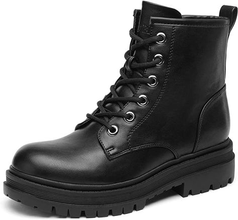 Amazon.com | DREAM PAIRS Black Lace-up Combat Boots Ankle Booties for Women | Ankle & Bootie Platform Combat Boots, Booties For Women, Womens Combat Boots, Lace Up Combat Boots, Boot Brands, Comfy Shoes, Boots Ankle, Ankle Bootie, Concert Outfit