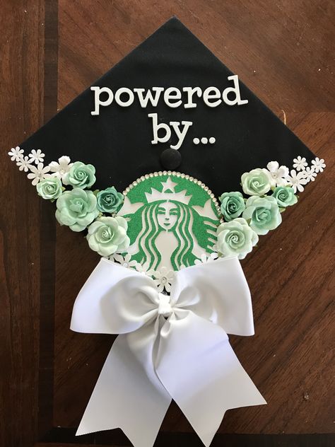 Starbucks graduation cap! #graduationcap #graduation #starbucks Graduation Cap Designs College, Disney Graduation Cap, Funny Graduation Caps, Creative Graduation Caps, Graduation Cap Ideas, Nurse Graduation Cap, College Grad Cap Ideas, Graduation Cap Decoration Diy, Custom Graduation Caps