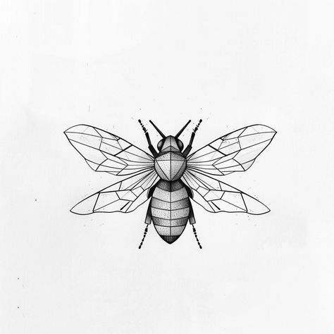 Discover the beauty within this stunning black and white bee illustration, where geometric patterns meet delicate details. A symbol of diligence, unity, and the critical role of bees in our ecosystem, let this art inspire you. Save & follow for more unique inspirations! 🐝 #BeeArt #GeometricDesign #NatureInspiration #SaveTheBees #ArtisticExpression #AIimage Geometric Insect Tattoo, Honeycomb Tattoo Geometric, Bee Hive Tattoo Design, Geometric Bee Tattoo, Bee Tattoo Stencil, Geometric Bee, Black And White Bee, Honeycomb Tattoo, Bee Drawing