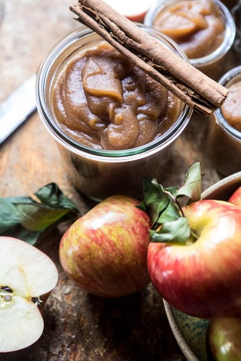 Homemade Slow Cooker Maple Apple Butter: delicious, easy,   the smell of apples cooking with cider, maple, cinnamon Gluten Free Apple Recipes, Apple Butter Crock Pot, Apple Butter Recipe, Homemade Apple Butter, Pumpkin Butter, Half Baked, Half Baked Harvest, Homemade Apple, Jim Beam