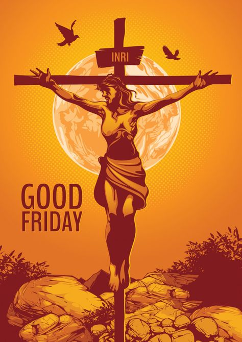 Good Friday Illustration, Jesus Christ Crucifixion, Christ Crucifixion, Friday Illustration, Good Friday Images, Holy Friday, Cross Background, Christian Photos, Happy New Year Photo