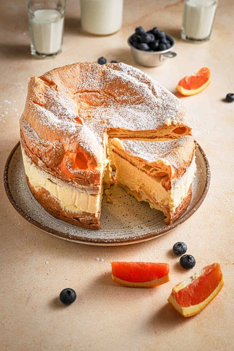 Karpatka Carpathian Cream Puff Cake Recipe Karpatka Cake, Puff Cake Recipe, Cream Puff Cake, Polish Cake, Puff Cake, Dessert Names, Cream Puff Cakes, Baking Therapy, Polish Desserts