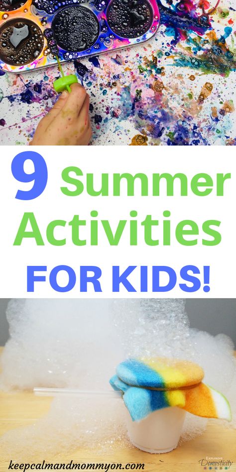 9 Summer Activities For Kids - Keep Calm And Mommy On - Fine Motor Skills - Summer Activities For Preschoolers - Summer Activities For Toddlers - Summer Activities For Grade Schoolers Hot Day Activities Preschool, Hot Day Activities Toddler, Hot Day Activities, Summer Activities For Preschoolers, Fun Summer Activities For Kids, Outside Activities For Kids, Summer Activities For Toddlers, Boredom Busters For Kids, Simple Crafts